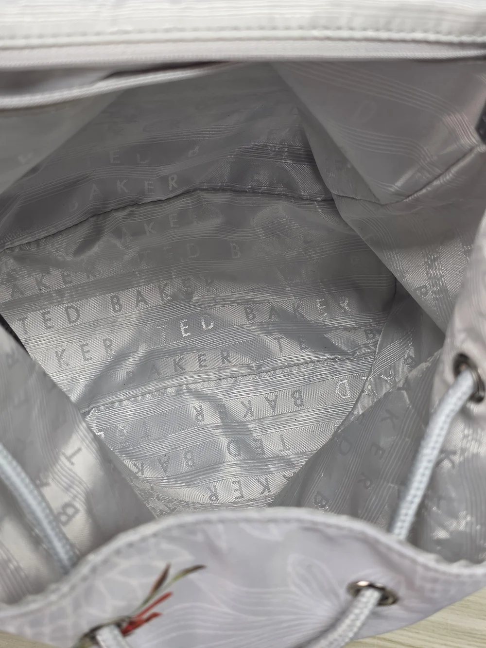 Ted Baker White Floral Parrot Drawstring Backpack